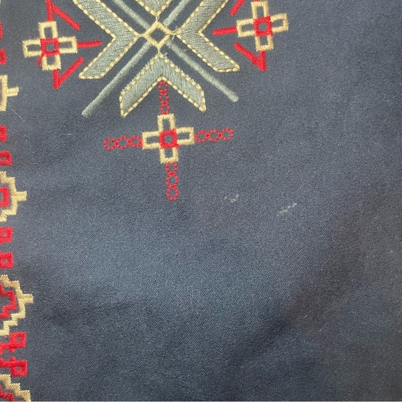 Flying Tomato Blue Faux Suede Southwestern Jacket Fringe Embroidered Small Aztec - Picture 16 of 16